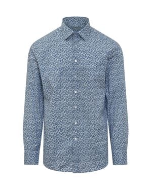 Etro Long Sleeve Mini Cotton Blend Shirt - Blue