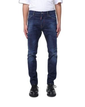 DSquared² Dark Clean Wash Teddy Jeans - Blue