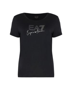 EA7 Viscose Crew-Neck T-Shirt Elastane T-Shirts & Jerseys - Black