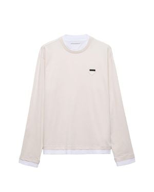 Prada Crewneck Long-Sleeve Sweatshirt - White
