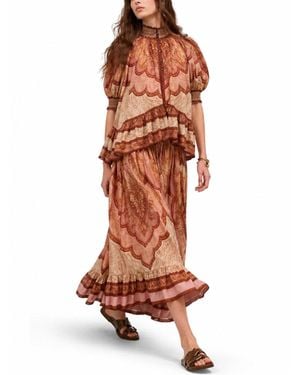 Zimmermann "Wanderlust" Ruffle Blouse - Orange