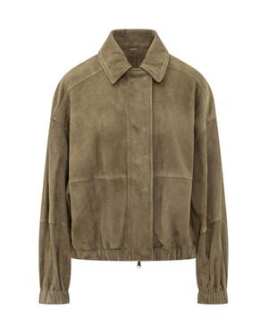 Brunello Cucinelli Lethestane Leather Jacket - Green
