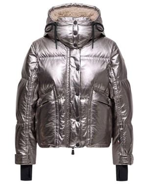 Moncler Moncler Calaque Metallic Hooded Insulated Ski Jacket - Gray