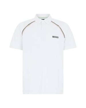 BOSS Short-Sleeve Polo With Button-Down Collar - White