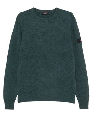 Peuterey Crew-Neck Sweater With Subtle Heathered Texture And Logo Patch - Green
