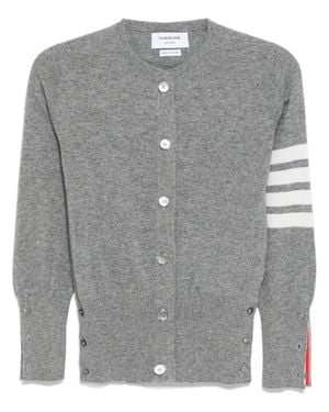 Thom Browne Cashmere 4-Bar Striped Cardigan - Gray