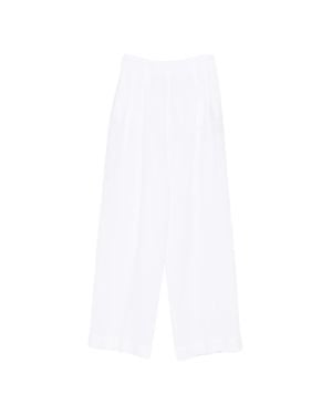 120% Lino Linen Pants With Elastic Waistband For - White
