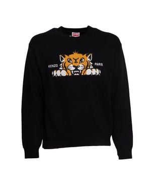 KENZO Happy Tiger Knit Pullover - Black