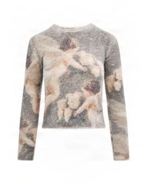 Fiorucci Fuzzy Floral Crewneck Sweater - White