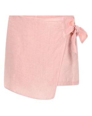 120% Lino Shorts Con Fiocco - Pink