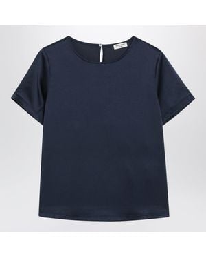Weekend by Maxmara Satin Crew Neck Tshirt - Blue