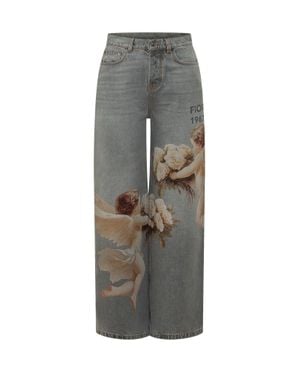 Fiorucci Firucci Print Baggy Jeans - Gray