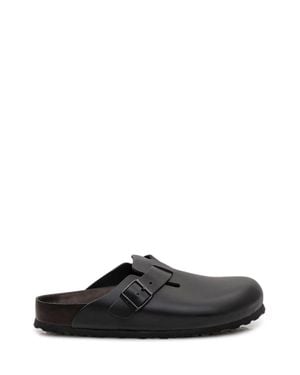 Birkenstock Exquisite Leather Sabot With Theterale Buckle - Black