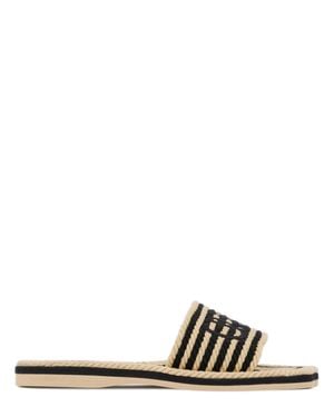 Chloé Woven Rope Clogs With Embroidered Logo - White