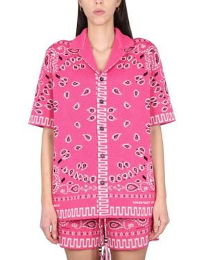Alanui Bandana Print Shirt With Classic Collar - Pink