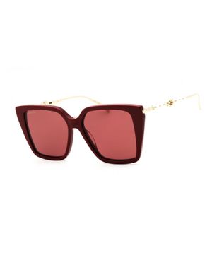 Gucci Sleek Rectangular Mini Sunglasses - Red