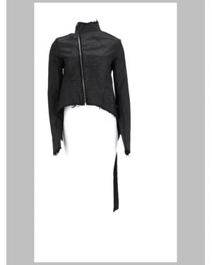 Rick Owens Asymmetric Zip Cropped Jacket - Black