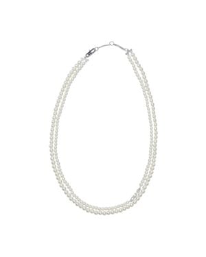 Celine Double-Strand Pearl Necklace - White