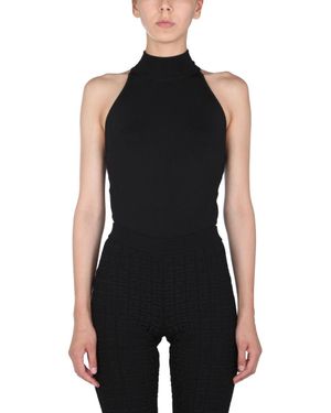 Givenchy Sleeveless Rib Neck Knit Top - Black
