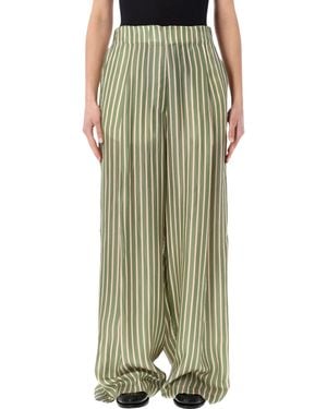 Dries Van Noten Striped Wide Leg Cupro Pants - Green