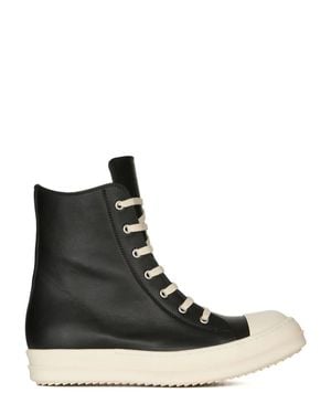 Rick Owens Front Lace-Up Sneakers With Zip Fastening - Black