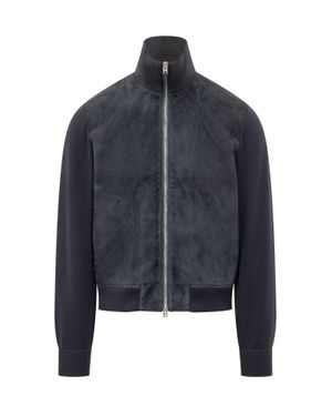 Tom Ford Merino Wool Full-Zip Front Sweatshirt - Blue