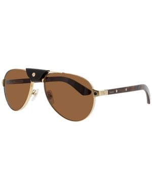 Cartier Ct0495S Metal Sunglasses 59-18-145 With Polarized Lenses - Black