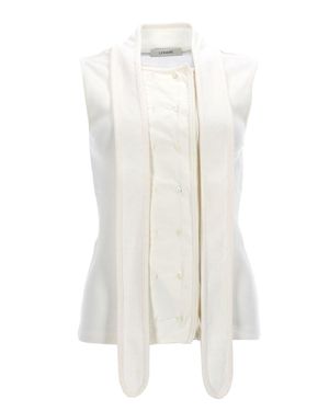 Lemaire Asymmetrical Ribbed Top With Scarf - White
