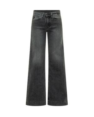 Lois Lorna Straight Palazzo Pants With Brushed Finish - Black