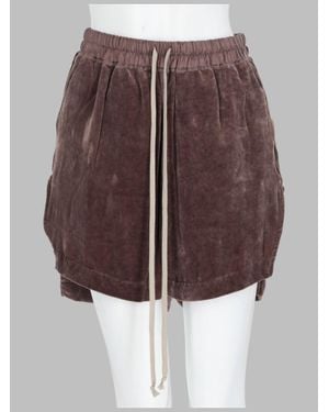 Rick Owens Velvet Drawstring Shorts - Brown