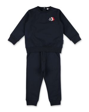 Moncler Boys Brushed Cotton Crew Neck Sweatshirt & Jogger Set - Blue