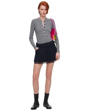 Self-Portrait Mini Wool-Blend Shorts With Fly Zip And Removable Belt - Blue