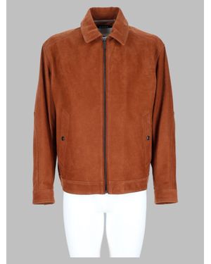 BOSS Cowhide Leather Sports Jacket - Brown
