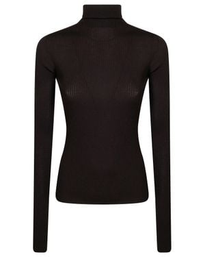 Sportmax Ribbed Mock Neck Sweater - Black