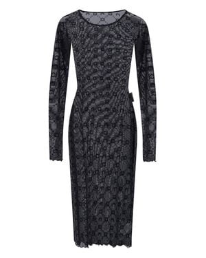 Marine Serre Sheer Long-Sleeve Midi Dress - Black