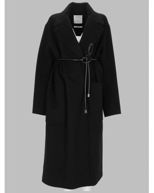 Sportmax Virgin Wool Belted Overcoat - Black