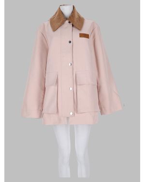 Ganni Contrast Collar Button-Front Jacket - Pink