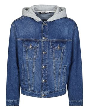 Palm Angels Curved Logo Jacket For - Blue