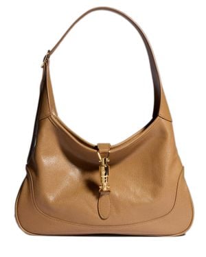 Gucci 22 Cm Mini Leather Piston-Closure Shoulder Bag With Adjustable Strap - Brown