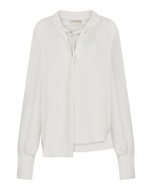The Mannei Silk Shirt With Long Sleeves - White