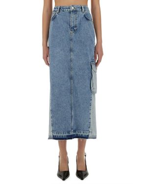 Moschino Solid Midi Skirt - Blue