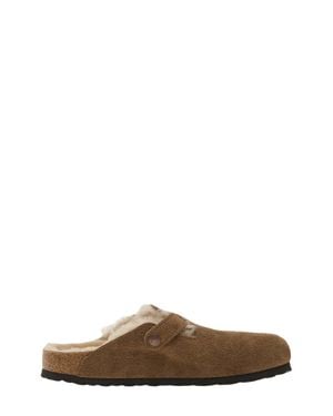 Birkenstock Camoscio Leather Slide Sandals - Brown