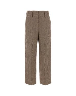 Brunello Cucinelli Embroidered Linen Pant - Brown