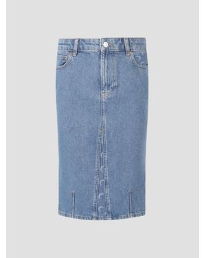 Marine Serre Denim Skirt - Blue