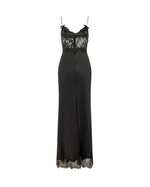 Self-Portrait Satin Lace Midi Dress - Black