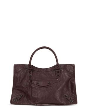 Balenciaga Leather Tote Bag - Purple
