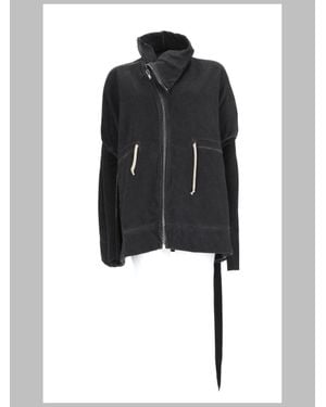 Rick Owens Oversized Asymmetric Zip Hooded Jacket - Black