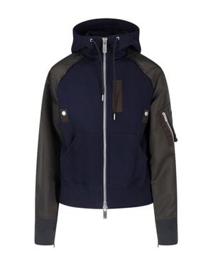 Sacai Inspired Contrast Panel Jacket For - Blue