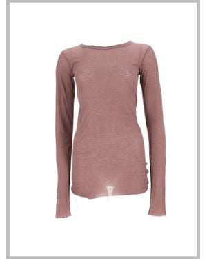 Rick Owens Long-Sleeve Raw-Hem Top - Pink