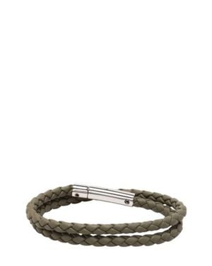Tod's Leather Braided Band Double Layer-Tone Logo Plaque - Green